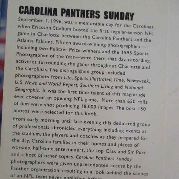NFL Carolina Panthers Sunday Book - hardback/1996 - Picture 2 of 7